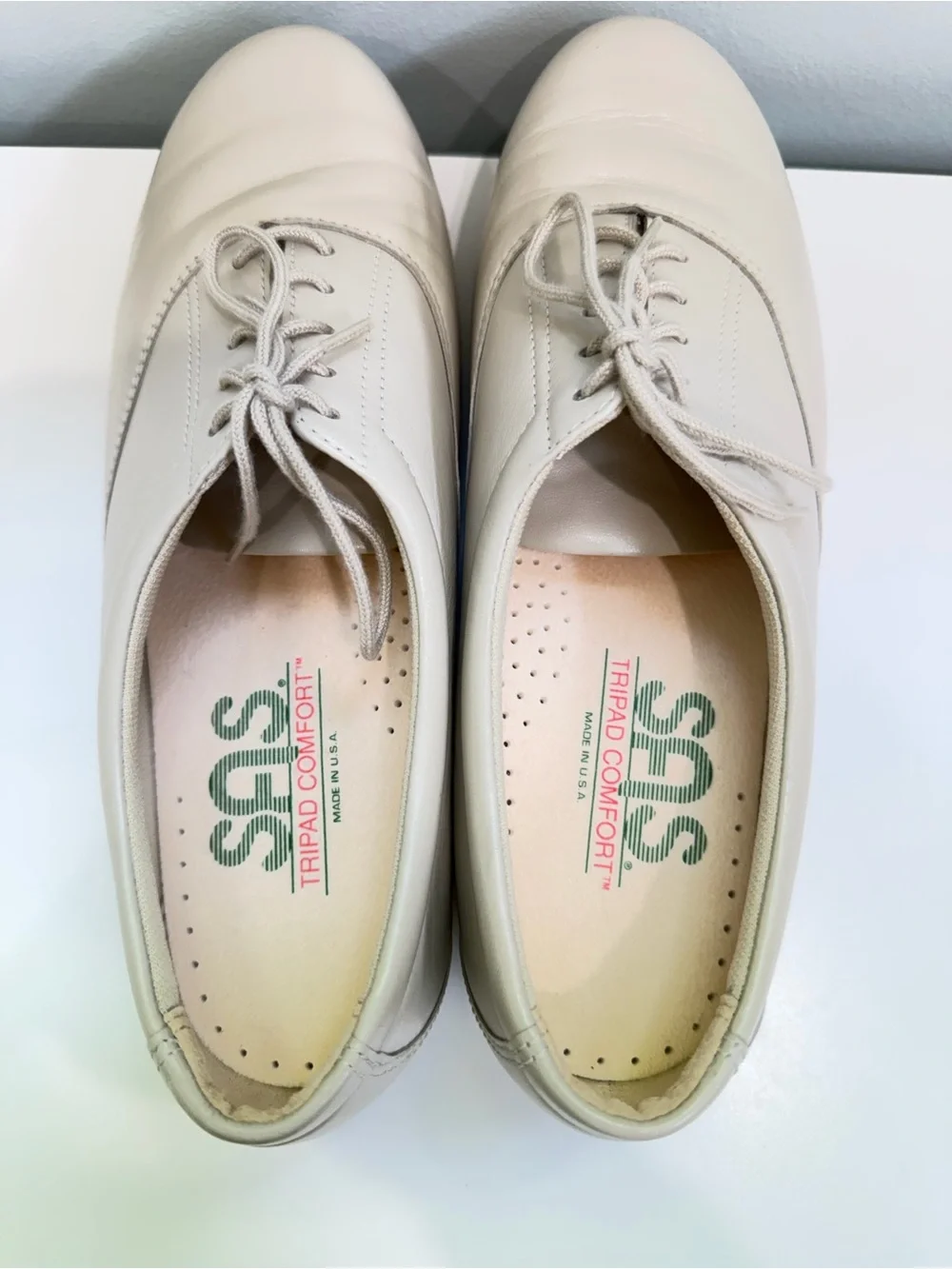 SAS Tripad Comfort Shoes Womens 7.5M Beige Leather Lace Up Walking Orthotic USA